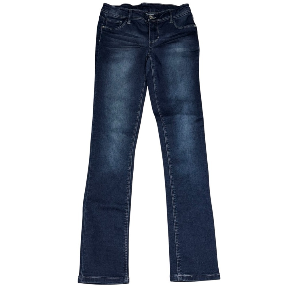 Members Mark Girls Knit Denim Jeans Size 14/16 Adjustable Waist Dark Wash